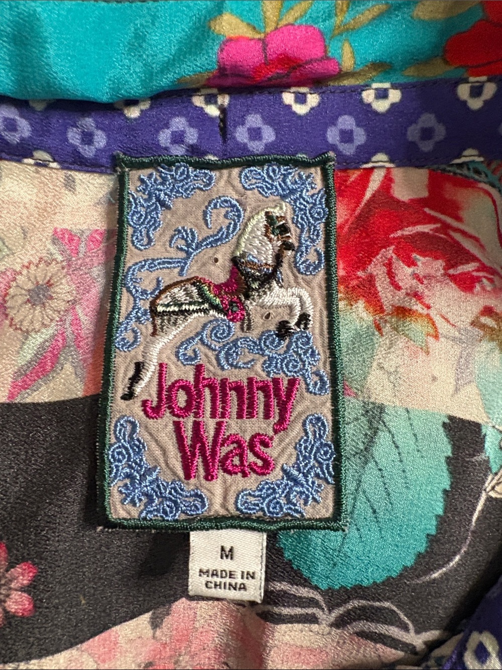 Johnny Was Silk Button Down Blouse - Picture 3 of 4